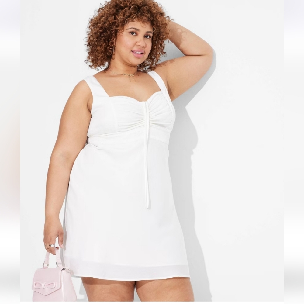 Women's Satin Ruched Cup Mini Dress - Wild Fable Off-White XXL